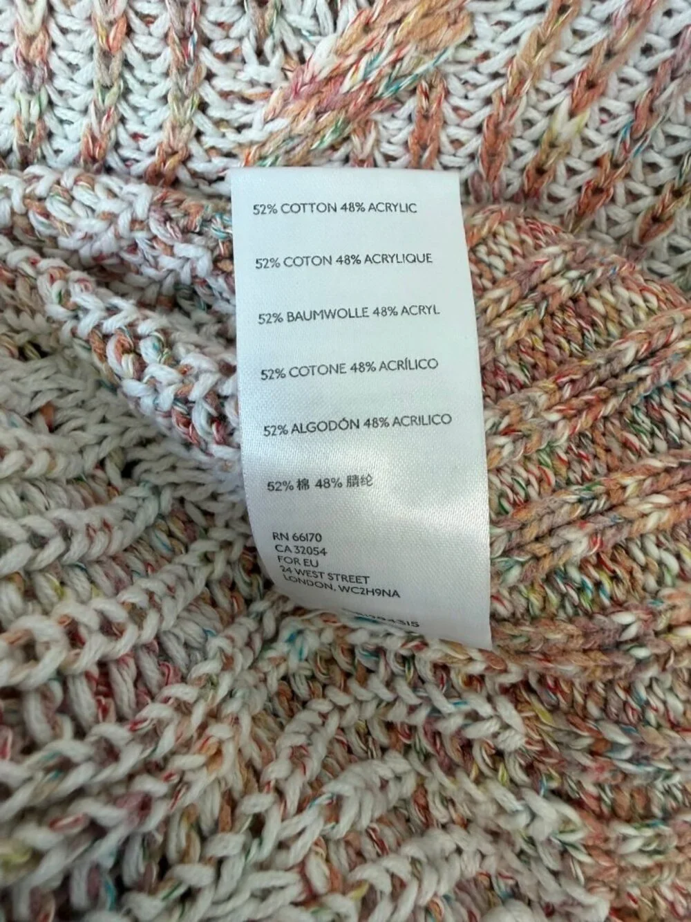 Free People Cotton Blend Long Sleeve Crew Neck Melange Cable Knit Sweater Size S